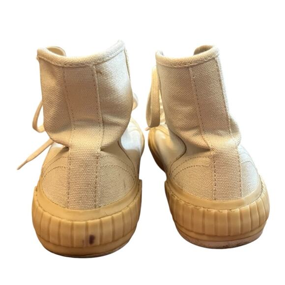 AllSaints Ghost Dana High Top Sneaker Canvas Lace Up Shoes White Cream Size 7 - Picture 14 of 16